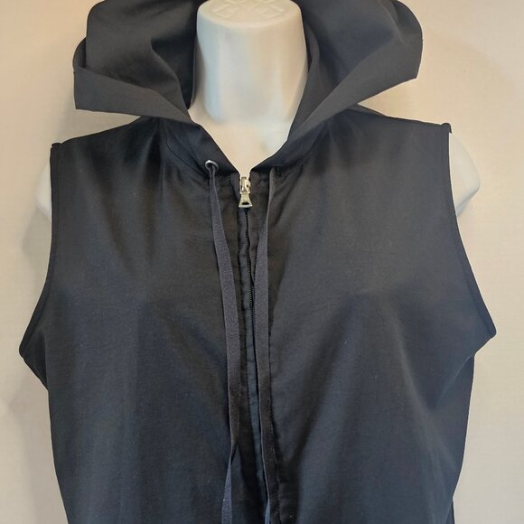 NY & Co Hooded Vest Black Nylon Zip Front SZ M - Picture 1 of 6